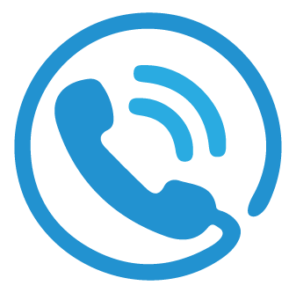 Blue telephone handset customer contact icon – Surveying People