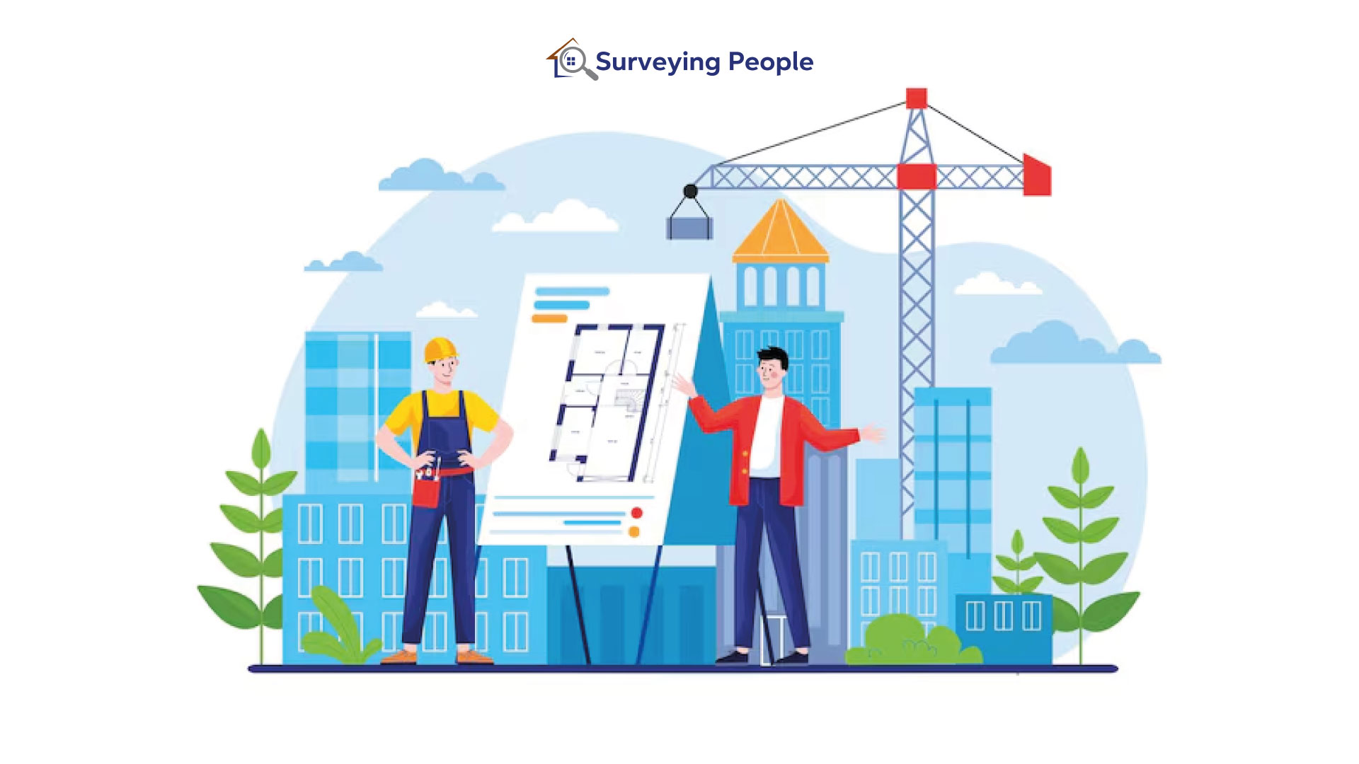 Building surveyors and construction team illustration – Surveying People